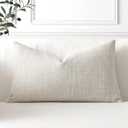 OTOSTAR Linen Throw Pillow Cover Set of 1 Decorative Lumbar Pillowcases Cushion Covers 15.75x23.62 Inch for Home Decor Sofa Bedroom Car 40 x 60CM Beige
