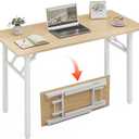 XBurmo Folding Desk Foldable Table, No Assembly 43.3" Foldable Desk Space-Saving Workstation for Small Space, Computer Table, Flat Storage for Home Office, Bedroom, Dorm, Study Room, Light Maple, 43.3 x 19.6 Inch