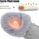 BARERUN Womens Moccasin Snow Boots Warm Winter Boots Ankle Boots for Women Outdoor Fur Lined Womens Shoes Slippers (8, Grey)