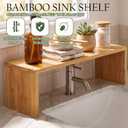Menkxi Bamboo Over the Sink Shelf Bathroom Shelf Organizer Over the Faucet Wood Pedestal Soap Stand Farmhouse Bathroom Decor Over the Sink Shelves(29.92 x 7.87 x 10.04 Inches,Bamboo Color)