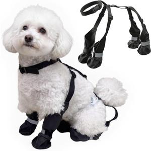 Winter Dog Boots with Leg Protection, Non-Slip Sole for Small & Medium Dogs - Waterproof Adjustable Straps, Paw Protector for Outdoor Walking & Hiking (S)