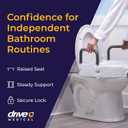 Drive Medical 2-in-1 Raised Toilet Seat with Removable Padded Arms - Elevated Bathroom Safety Support - Secure Locking Attachment - Easy Height Assistance - Durable Construction, Standard Toilets
