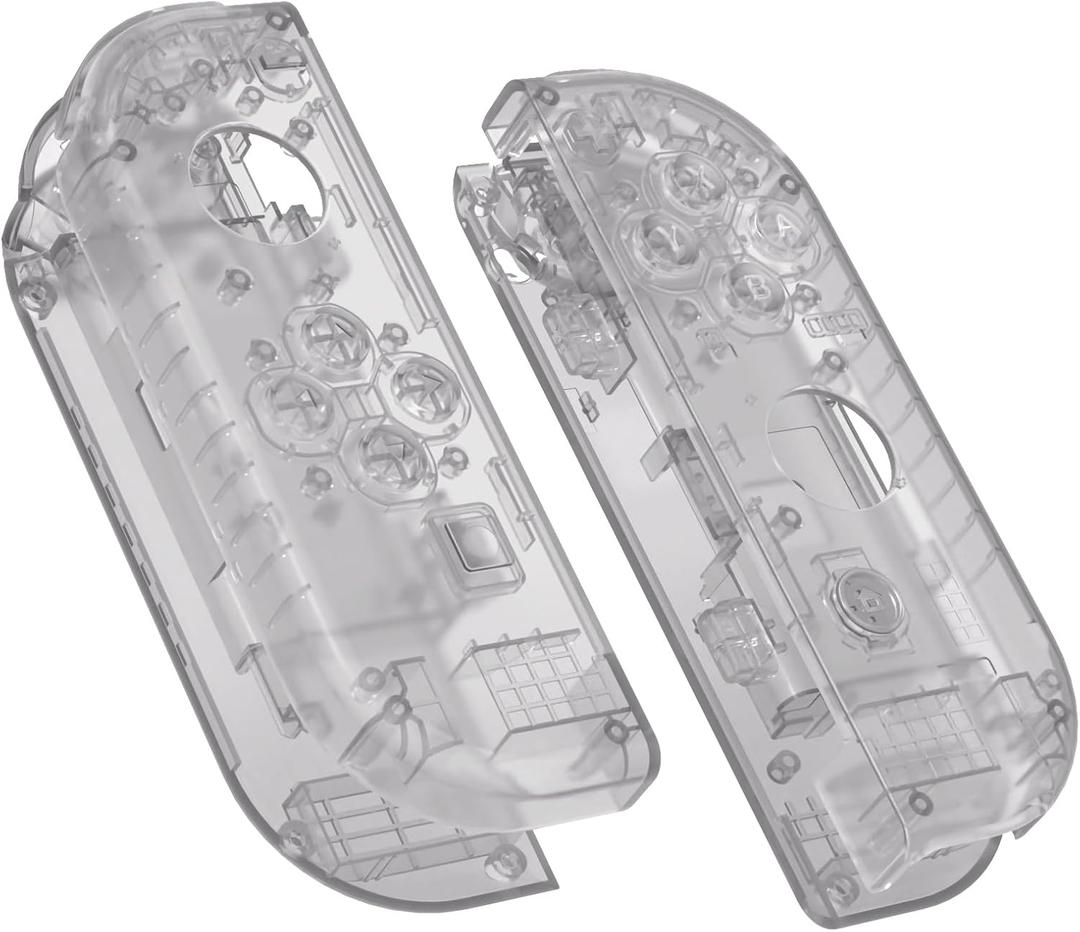 eXtremeRate DIY Replacement Shell Buttons for Nintendo Switch & Switch OLED, Clear Black Custom Housing Case with Full Set Button for Joycon Handheld Controller - Console Shell NOT Included