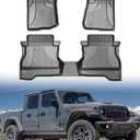 IKABEVEM Carbon Fiber Pattern Floor Mats Fit for Jeep Gladiator JT 2026 2025 2024 2023 2022 2021 2020 All Weather Luxury Custom Fit 3D Car Mats Protection Floor Liners Waterproof Accessories