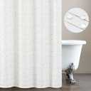 jinchan Extra Long Taupe and White Shower Curtain Inky Herringbone Chevron Zig Zag Waterproof Fabric Modern Farmhouse Shower Curtains for Bathroom with 12 Hooks 70x84 Inches