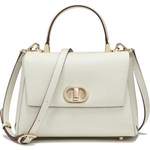 Top Handle Bag Leather Satchel Bags for Women Luxury Designer Business Crossbody Work Purse with Multiple Internal Pockets (White)