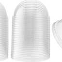 [100 Count] Crystal Clear PET Plastic Dome lids Fits 14, 16, 20, & 24 oz Cups for Iced Coffee, Milkshake, Slurpee, Ice cream, Razzle, Slush, Smoothy, Party's,