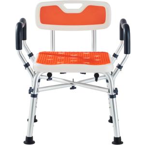 Shower Chair for Inside Shower, Padded Shower Seat Chair with Arms and Back, 6-Level Adjustable Shower Stool Chair for Elderly and Disabled, 550 LB Heavy Duty Handicap Shower Bath Chair