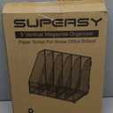 Supeasy Desk Organizers Metal Desk Magazine File Holder with 5 Vertical Compartments Rack File Organizer for Office Desktop, Classroom, Home Workspace, Black
