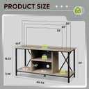 WLIVE Industrial TV Stand for up to 45 inch TV, Heavy-Duty Metal Frame Entertainment Center, Compact Media Console with Adjustable Shelf & Cable Management for Small Spaces, Living Room, Greige, 41 Inch without LED Strip