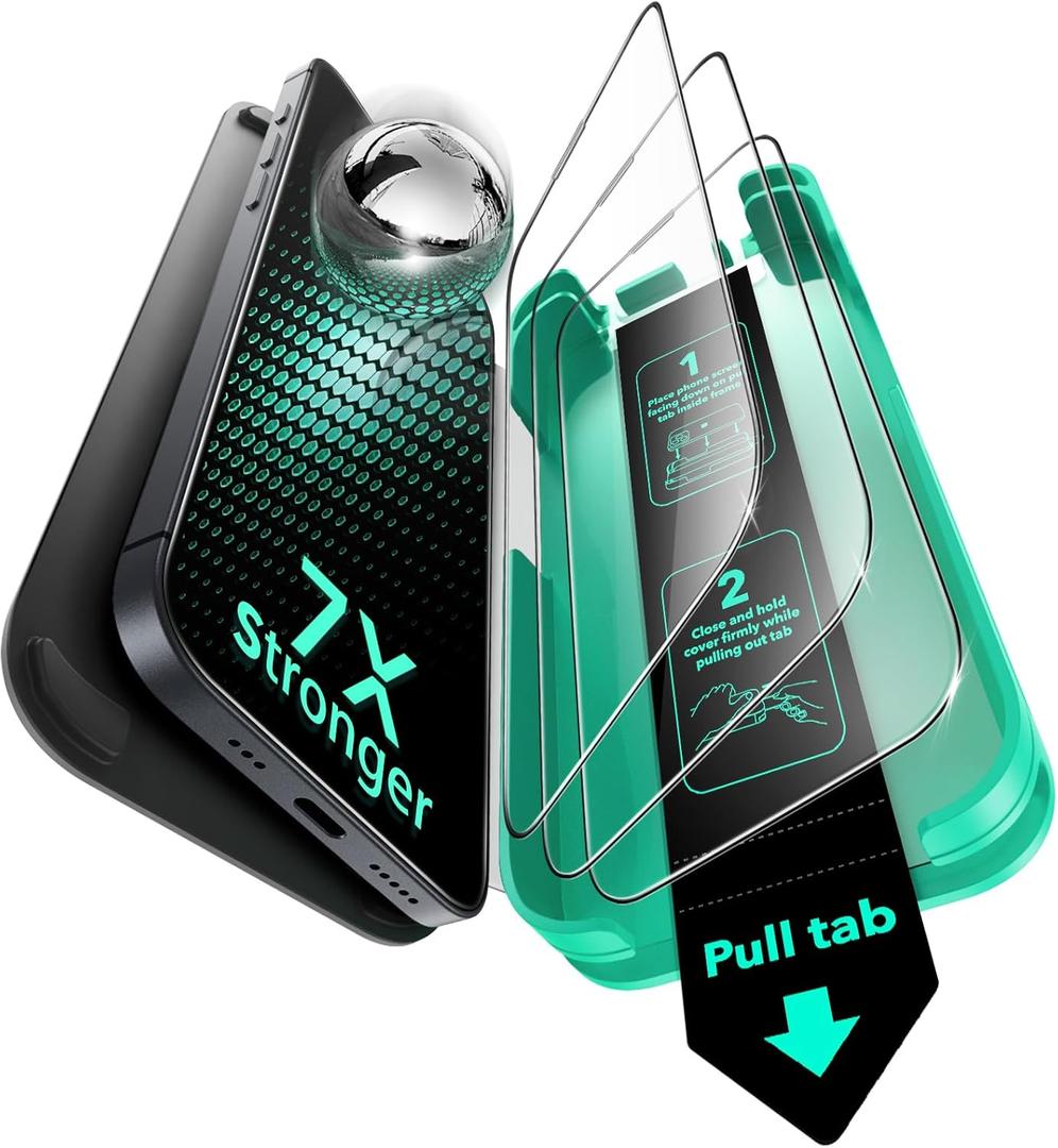 ESR 3 Pack 9H+ Glass for iPhone 13 Pro Max/iPhone 14 Plus Screen Protector, [Military Grade Shatterproof & Longest Durable] Armorite Ultra-tough Full Coverage Tempered Glass with UltraFit Tray