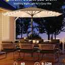 GarveeLife 10 ft Patio Umbrella with Solar Lights, 8 Ribs Outdoor Market Table Umbrella with 40 LED Lights & Tilt Crank for Pool, Deck, Backyard (Tan)