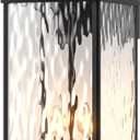 Dusk to Dawn Sensor Outdoor Light 18 Inch, Large 2-Light Bulb Outdoor Sconce Light Photocell Sensor Water Ripple Glass IP65 Waterproof Exterior Wall Lantern Lamp, E12 (Black / With Sensor)