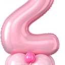 40 Inch Pink Number 2 Balloon for 2nd Birthday Decoration Pastel Baby Pink Number Two Foil Balloon Tower Giant Large Digit Hot Pink White Helium Balloons Stack for Girls Second Anniversary Party