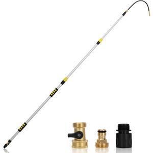 20FT Heavy Duty Telescopic Gutter Cleaning Tools, Rain Gutter Cleaning Tool from Ground with Bendable Nozzle, Quick-Connect Adapter & Ergonomic Wand, Leak-Proof Clog Removal for 2-Story Homes