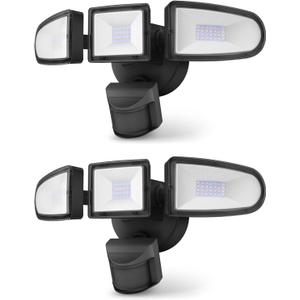 HGGH 2 Pack LED Security Lights Motion Sensor Light Outdoor Flood Light, 5700K, IP65 Waterproof, 3 Adjustable Heads Motion Detector Lights for House Outside Garage Yard Garden Porch Entryways
