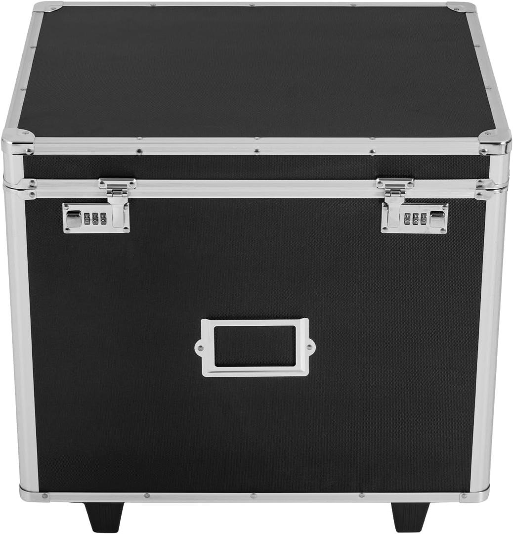 File Organizer Storage Box, Portable Locking Storage Totes  Storage Box with Dual Combination Locks for Filing Office Documents (Black)