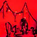 YAOZHOU Halloween Decorations String Lights Red Indoor 30LED with Black Gauze Timer, 2Mode Battery Operated 9.9Ft Creepy Cloth Spooky Lights, Gothic Party Room Decor (1PACK