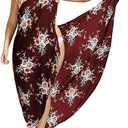 Fadalo Plus Size Spaghetti Strap Cover Up Beach Backless Wrap Long Dress M WineFlower