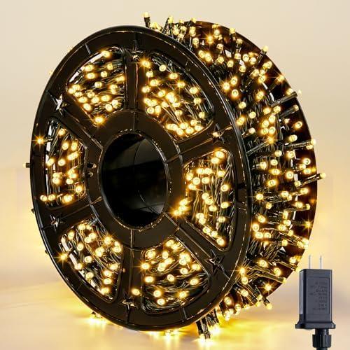 JMEXSUSS 272ft 800 LED Outdoor Christmas Lights, 8 Modes Warm White Christmas Tree Lights Green Wire, Waterproof Led String Light for Outside Indoor Xmas Party Tree Decor