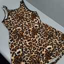 Women's Y2k Leopard Print Cami Dress Sleeveless Spaghetti Strap Mini Sexy Bodycon Pyjamas Dress, Size Large