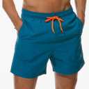 SILKWORLD Men's Swim Trunks Quick Dry Beach Shorts with Pockets,Blue 3XL