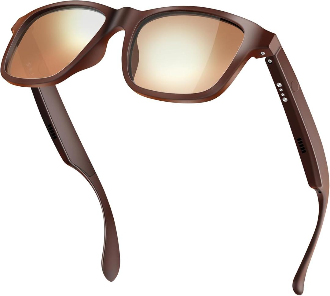 ALOUS Smart Glasses for Men and Women,Bluetooth Glasses with Open Ear Sound Mic & Speakers, Intelligent Touch,Magnetic Charging,Indoor/Outdoor UV Protection and Voice Assistant (color-05)