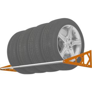 Tire Rack Wall Mount Adjustable 31"-56" Tire Storage Rack Wall Mount Wheel Rack with Heavy Duty Telescopic RodsSteel 400 Pound Weight Capacity (Orange)