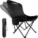 Adjustable Portable Folding Camping Chair with High Back, Side Pockets, Headrest, Lightweight Lawn Chair for Outdoor Camping, Beach, Leisure and Adults (Black Single Cloth Thin)