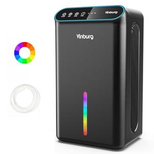 Dehumidifier for Home 1000 sq.ft - Small Quiet Dehumidifier with Auto Shut Off, Aromatherapy, 3 Gear Timer, Sleep Mode, 7-Color LED Light, Drain Hose for Bedroom, Bathroom, Basement, RV(Matte Black)