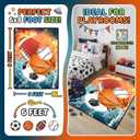 Basketball Rug 6'x8' - Basketball Rug for Boys Bedroom Kids Football Mat Water Fire Sports Rugs Boys Room Soccer Rugs Baseball Carpet for Playroom Living Room Bedroom Decor