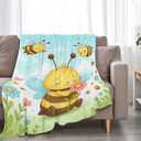 Bee Blanket Bee Gifts for Women Girls Bees Throw Blanket Soft Flannel Cozy Fleece Fuzzy Plush Warm Bedding Stuff for Kids Adults 40 x 50 Inch