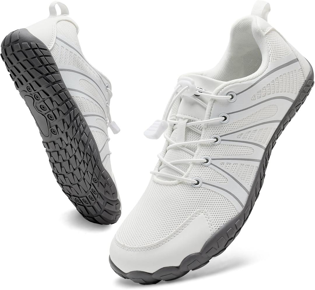 WateLves Barefoot Water Shoes Women Men Breathable Wide Width Toe Box Beach Walking Shoes Comfortable Slip On Minimalist Sneakers for Travel Hiking (White)
