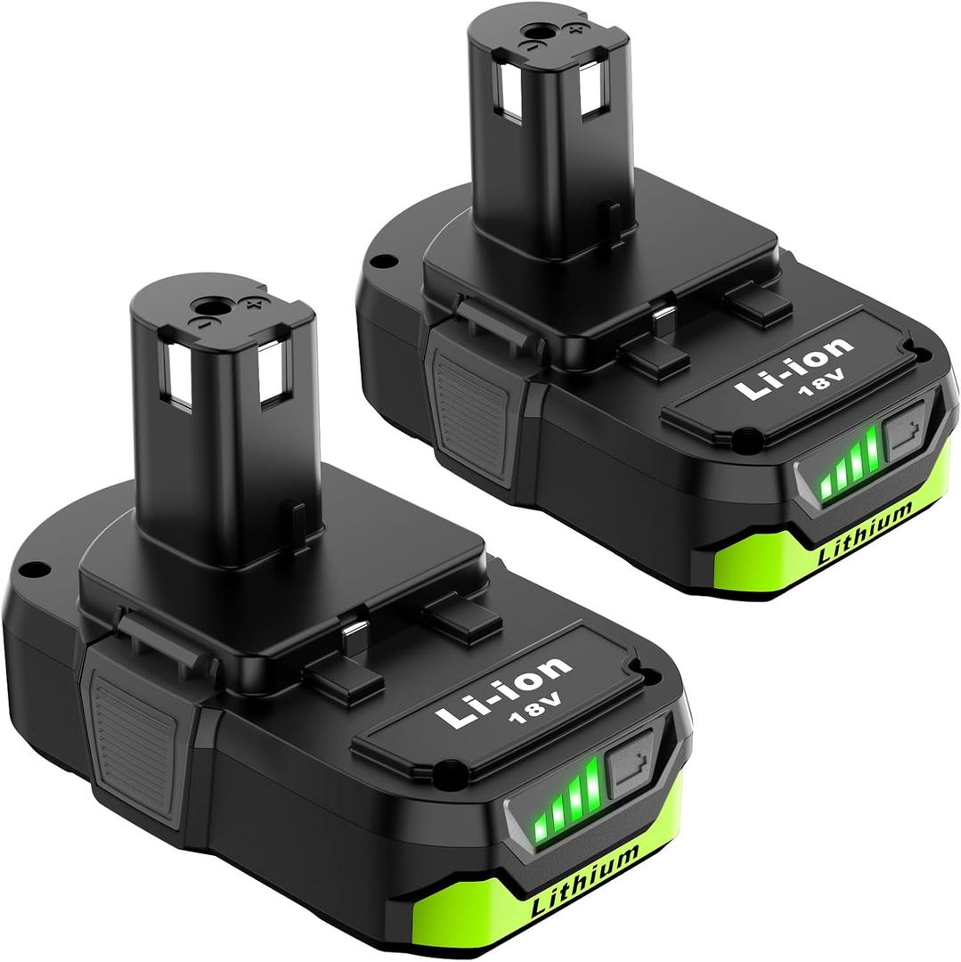 2-Pack 3.0Ah Replacement for Ryobi 18V Battery P103 P104  Extended Runtime & Wide Compatibility