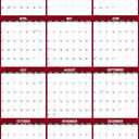 24" x 36" SwiftGlimpse 2026 Wall Calendar Erasable Large Wet & Dry Erase Laminated 12 Month Annual Yearly Wall Planner, Reversible, Horizontal/Vertical, Maroon