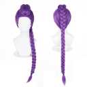 Probeauty Purple Braid Wig for Women, Long Purple Cosplay Wig with Detachable Braids for Halloween Costume Party