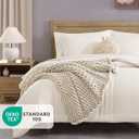 Monbix Full Size Comforter Sets - 7 Pieces White Bed in a Bag Full Size Bedding Sets with Comforters, All Seasons Comforter with Sheets,Pillowcases & Shams
