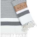 Ruvy Home Basics Turkish Hand Towels for Bathroom Set of 2 | 18"x40", Cotton | Decorative Towel for Bathroom, Kitchen, Dishcloth, Tea, Yoga, Face, Gym - Black (Modern - 2 Pack)