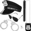 Bvrbaory 5PCS Police Pretend Costume Accessories,Police Pretend Play Toy Set for Kids,Mens Police Officer Accessory with Policeman Hat,Sunglass Handcuffs for Halloween Dress Up Costumes