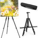 Easel Stand for Sign, Adjustable Travel Art Canvas Holder with Portable Bag, Metal Tripod Poster Holder Stand Height from 17 to 66 inches, Black