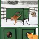 Heated Cat House for Outdoor Cats, Waterproof Insulated Outdoor Cat House with Heating Pad, Weatherproof Elevated Heated Cats House for Outside Feral Cats (Green, 29" L x 17" W x 20" H)