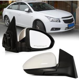 Right Passenger Side Mirror Fits 2011-2015 Chevy Cruze Sedan/Hatchback with Power Glass without Heated without Turn signal Match Summit White Replace GM1321420 (3 Pins)
