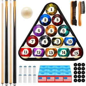 Outus 71pcs Pools Table Accessories Billiards Balls with Triangle Stand Pool Cue Chalks Cue Spot Sticker Brush
