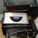 OVENTE Electric Deep Fryer 2 Liter Capacity, 1500 Watt Lid with Viewing Window and Odor Filter, Adjustable Temperature, Removable Frying Basket and Easy to Clean Stainless Steel Body, Silver FDM2201BR