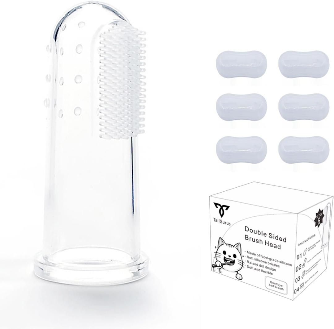 6 Pack Pet Finger Toothbrush for Dogs & Cats - Vet-Recommended Soft Silicone Bristles Dog Dental Care Kit, Cat Dental Hygiene Supplies, Plaque Remover for Puppy Kitten & Adult Pets(6 Colors)