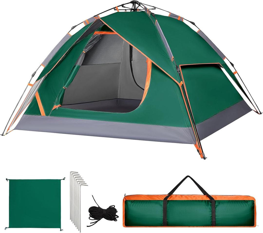 Camping Tent Instant Pop Up Dome 2 Person Automatic Waterproof Tent Easy Set Up Portable for Family Hiking Travel (Green)