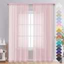 OVZME Blush Pink Sheer Curtains 84 Inches Long 2 Panels - Soft Light Filtering Window Sheer Panels for Living Room/Bedroom, Top Dual Rod Pocket, 1 Pair, Each 42Wx84L Inches
