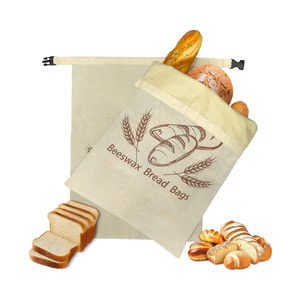 2 Pack Sourdough Beeswax Bread Bags for Homemade Bread Storage with Lining, Cotton Linen Reusable Breads Bag Beeswax Wraps for Food, Sourdough Breads Storage to Keep Fresh, Freezer Healthy Container