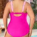 Daci Plus Size One Piece Swimsuits - Tummy Control Bathing Suit for Women Cutout Swimwear (Pink, XL)