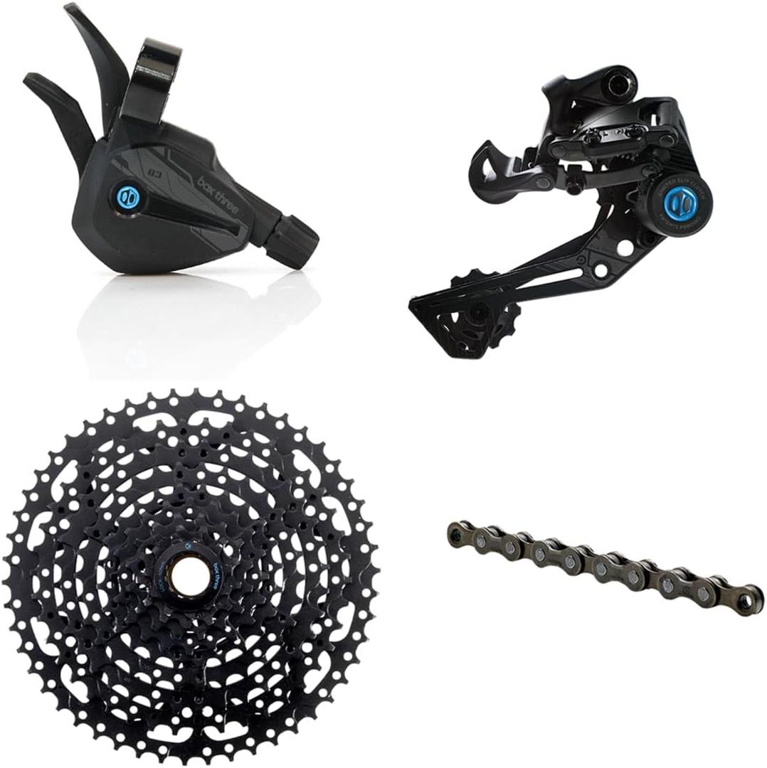 Box Three 1x9 Prime 9 Multi-Shift Cycling Groupset Mountain Bike - Matte Black, 9 Speed 1x Drivetrain Shifter, Rear Derailleur, Freehub Bike Cassette, Chain | Box Components